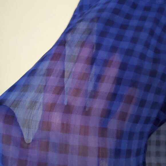 Garage - Sheer Blue Gingham Button Up Blouse - Picture 6 of 6
